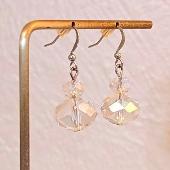 Glass Crystal AB Dangle Earrings - Picture 1 of 4